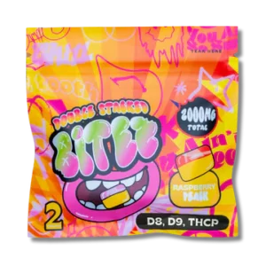 bitez delta 8 + delta 9 + thcp 2000mg gummies raspberry peach