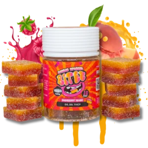 bitez gummies 10,000mg jarz delta 8 + delta 9 + thcp raspberry peach